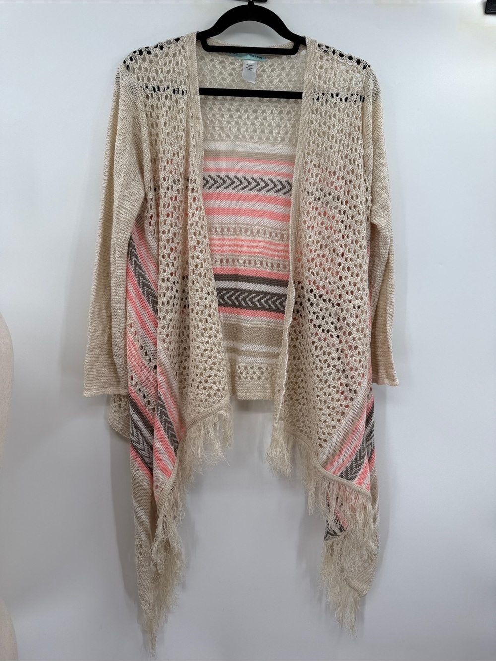 Maurice’s Knit Waterfall Cardigan with Fringe Size XL Like New